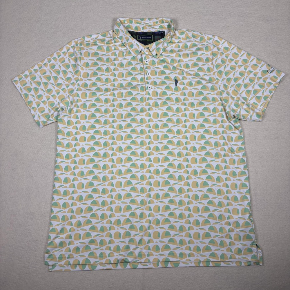 William Murray Polo Shirt Mens XL Yellow Green Geometric Golf The Woodlands Club